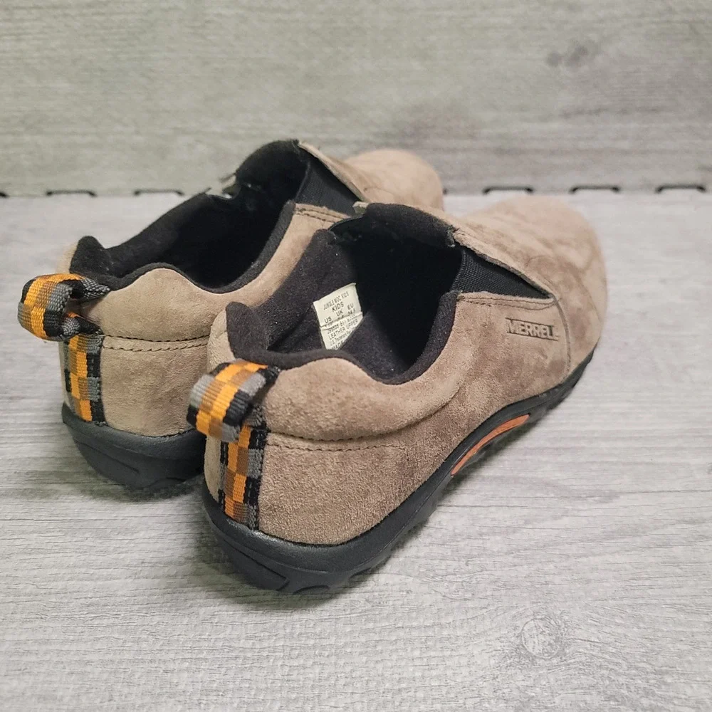 Merrell Jungle Moc Kids Shoes Size 3.5M Taupe Suede Leather Slip On Hiking